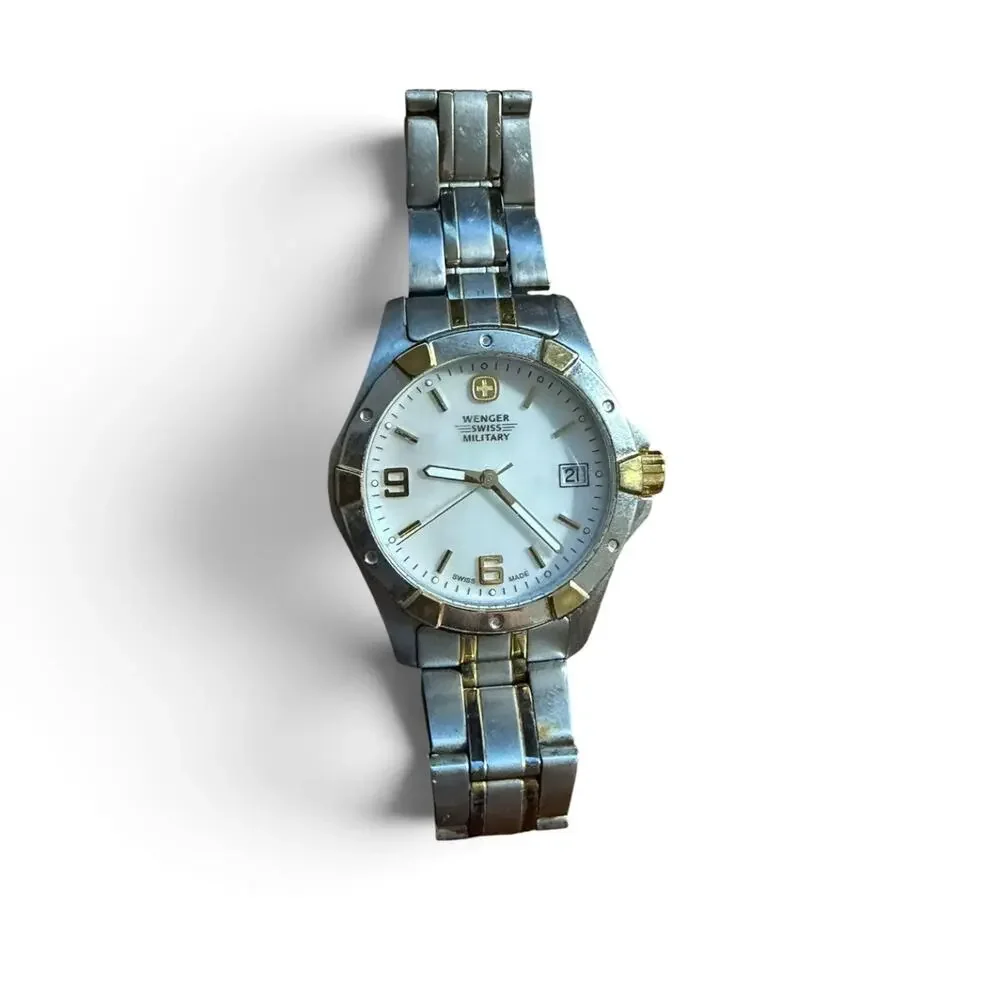 Wenger Swiss Military 79093 Two-Tone Quartz Date Watch Stainless Steel 100M WR